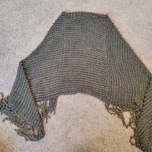 Sax Gray And Gold Fringe Poncho